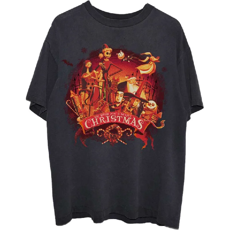 Disney | Official Band T-Shirt | The Nightmare Before Christmas We Wish You A Scary Christmas Zippered Front Buttoned Front Snap Front