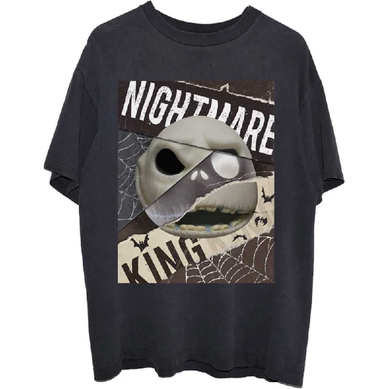 Disney | Official Band T-Shirt | The Nightmare Before Christmas Nightmare Skull Striped Floral Plaid