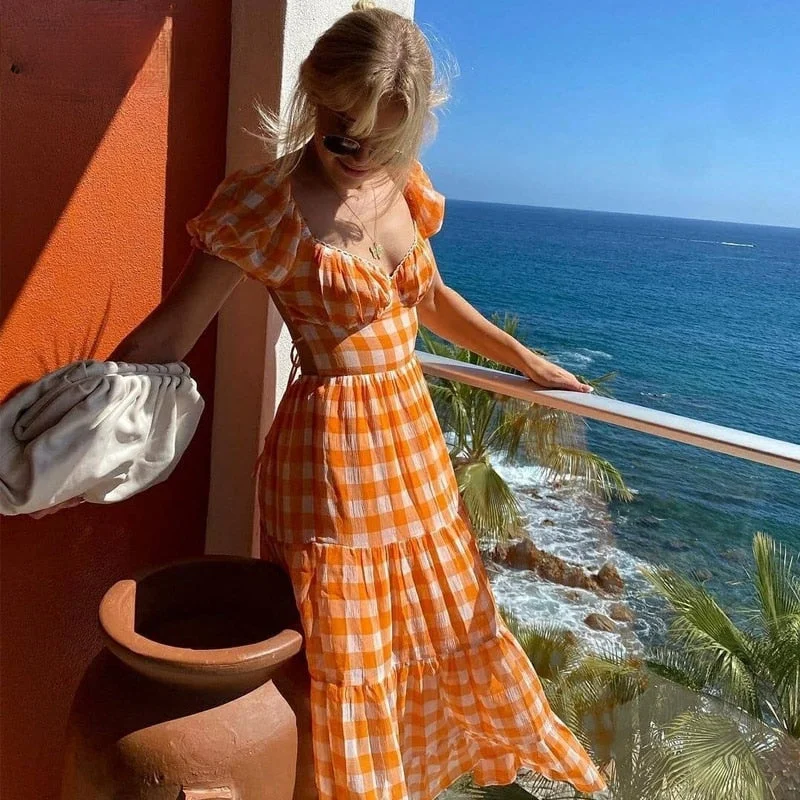 Elegant Orange Long Maxi Dress Comfortable Long-Sleeve Maxi Dress