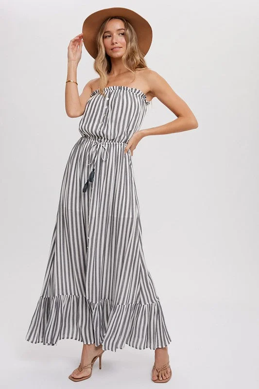 Ahoy Striped Maxi Dress Trendy Satin Maxi Dress