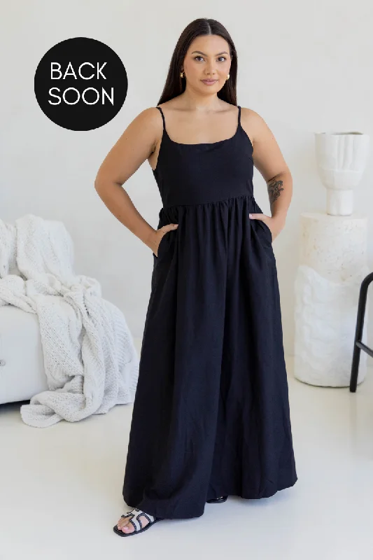 Anja Maxi Dress - Black Trendy Floral Print Maxi Dress