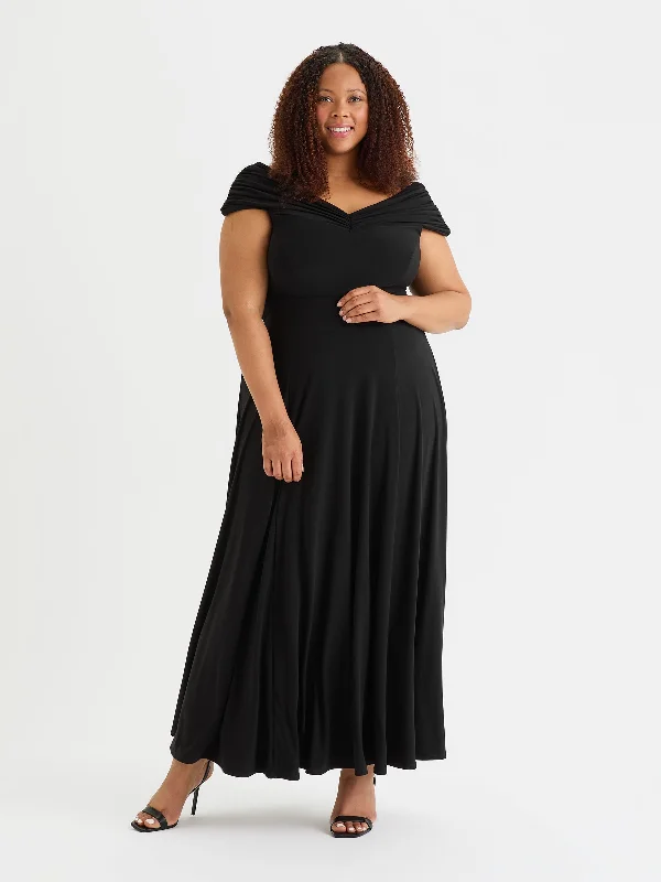 Bardot Black Maxi Dress Comfortable Maxi Dress with Slits