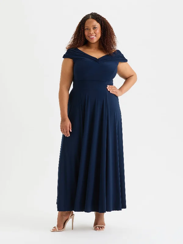 Bardot Navy Maxi Dress Stylish Maxi Dress with Frills