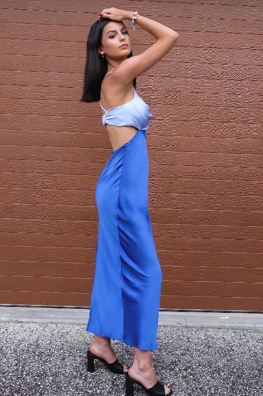 Britney Maxi Dress - Blue Stylish Button-Up Maxi Dress