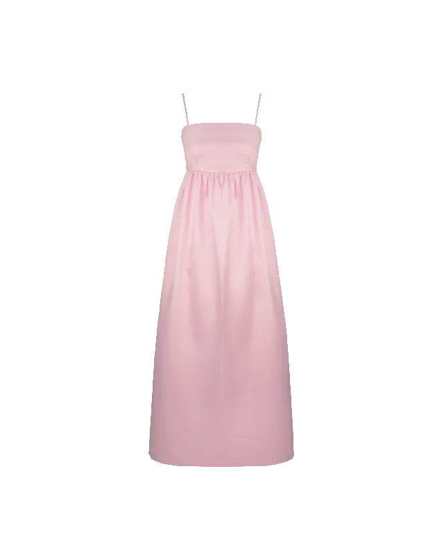 CHER MAXI DRESS SOFT PINK Trendy Satin Maxi Dress