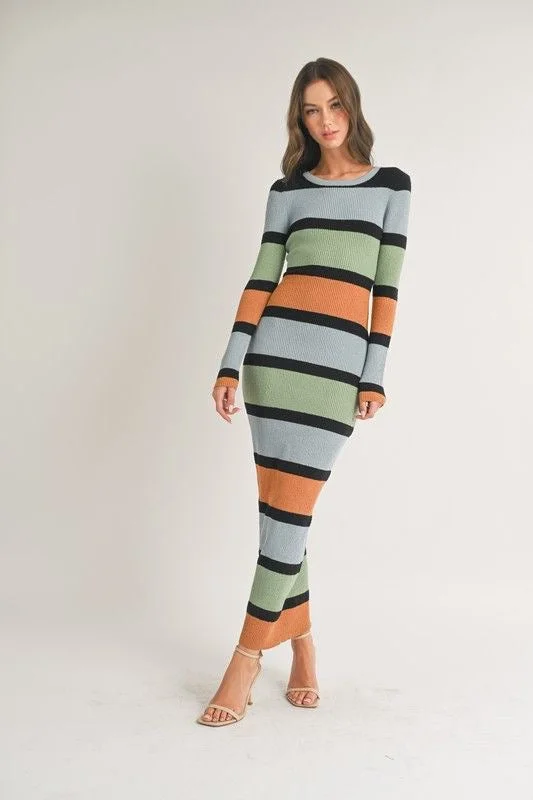 Color-Block Bodycon Maxi Dress Elegant Silk Maxi Dress
