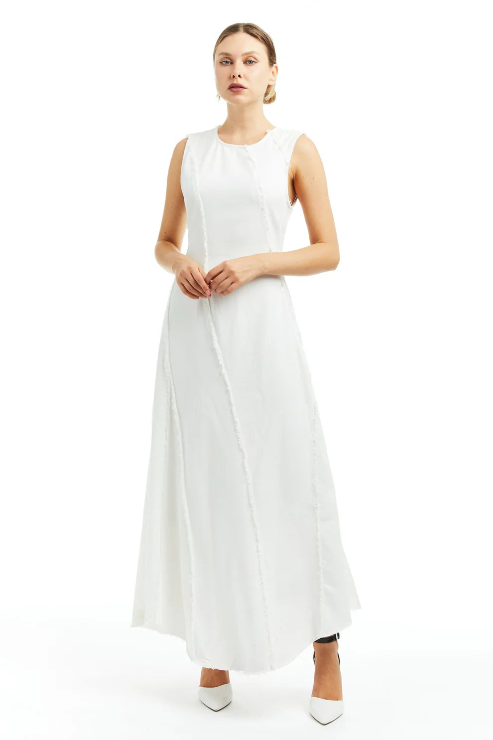 Diagonal Paneled Maxi Dress Cozy Knitted Maxi Dress