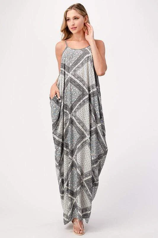 Forever Yours Draped Cami Patterned Maxi Dress Elegant Lace-Up Maxi Dress
