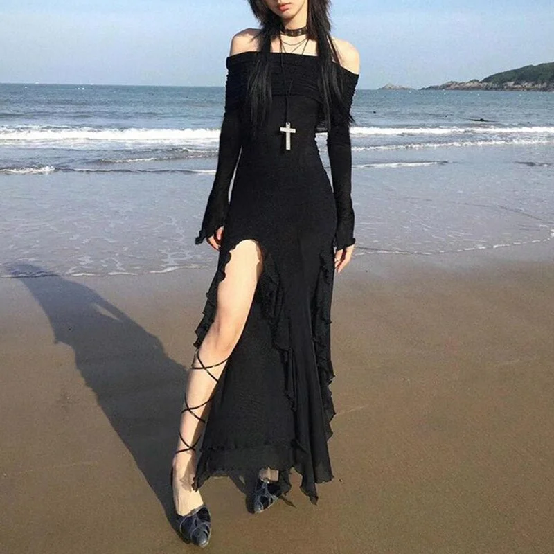 Fairycore Maxi Dress Cozy Knitted Maxi Dress