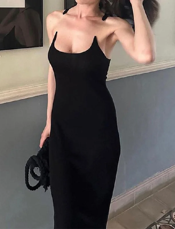 False Suspender Design   Wrap   Backless Maxi Dress For Comfortable T-Shirt Maxi Dress