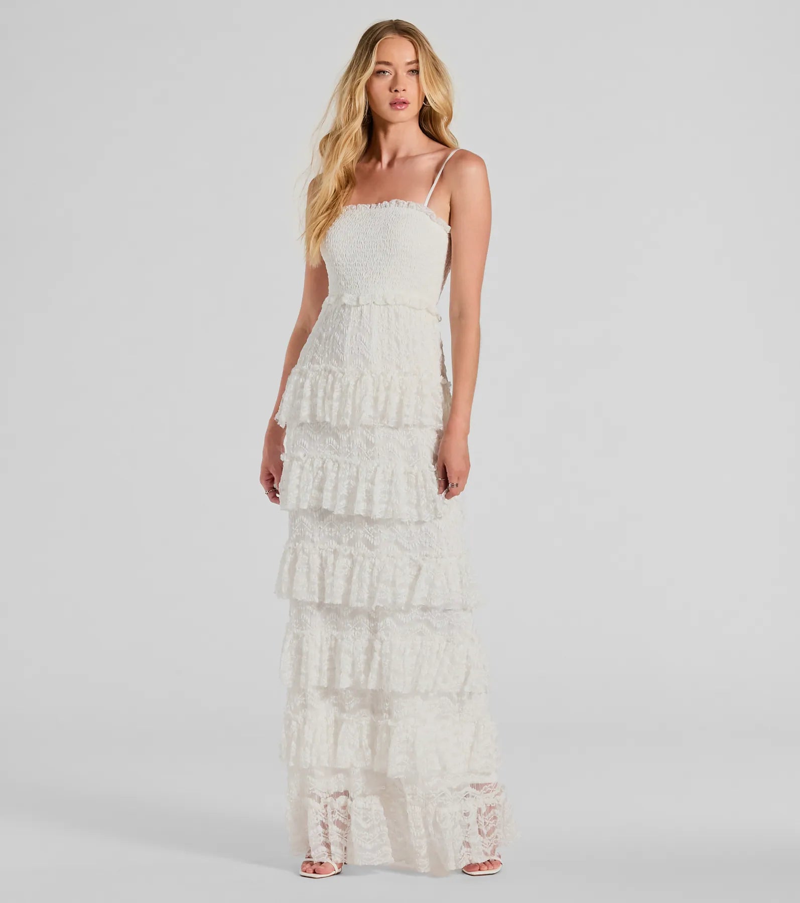 Follow Your Heart Sleeveless Ruffled Lace Maxi Dress Elegant Maxi Dress with Lace