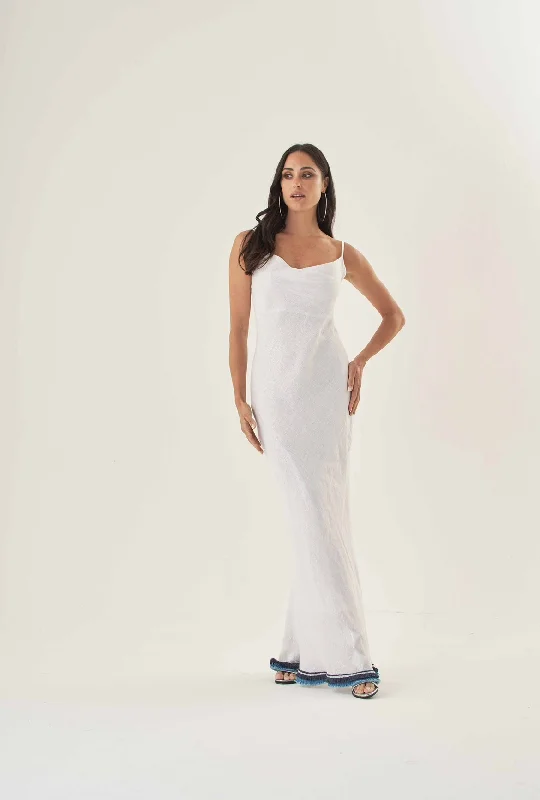 Maxi Dress with Fringe Detail Elegant Floral Maxi Dress