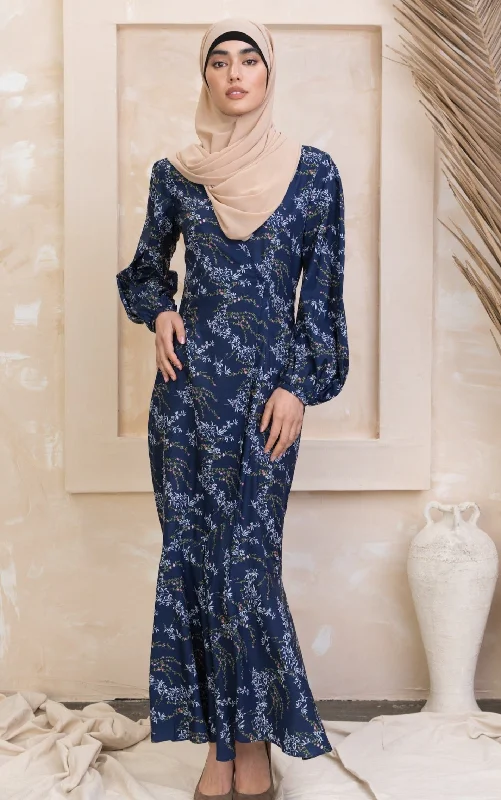 Heavenly Blue Floral Ruffle Faux Wrap Maxi Dress Casual Maxi Dress with Pockets