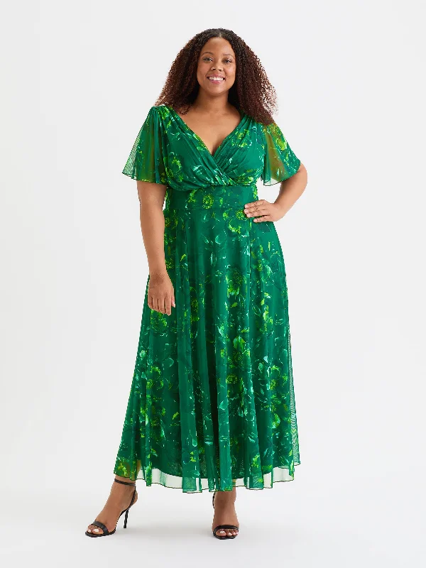 Isabelle Green Chartreuse Float Sleeve Maxi Dress Comfortable Casual Maxi Dress