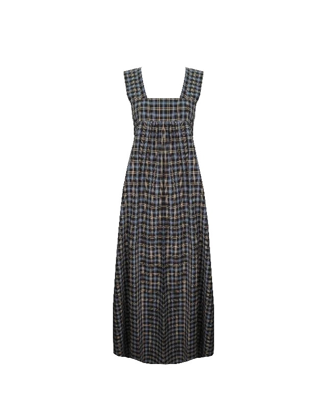 MARGIE TIE-BACK MAXI DRESS BLACK TARTAN Stylish Longline Maxi Dress