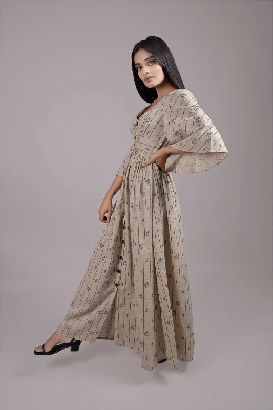 Adaara Brown Maxi Dress Classic V-Neck Maxi Dress