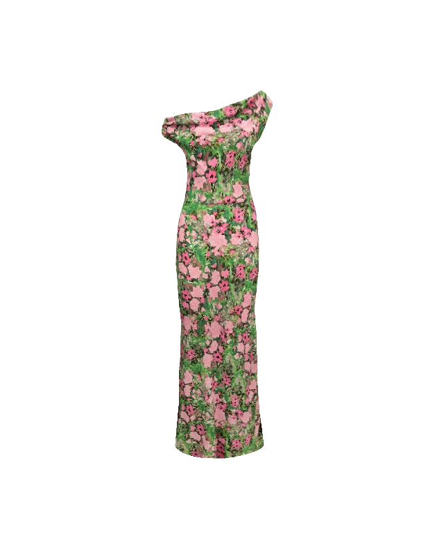 MELON MAXI DRESS AURORA FLORAL Fashionable Open-Back Maxi Dress