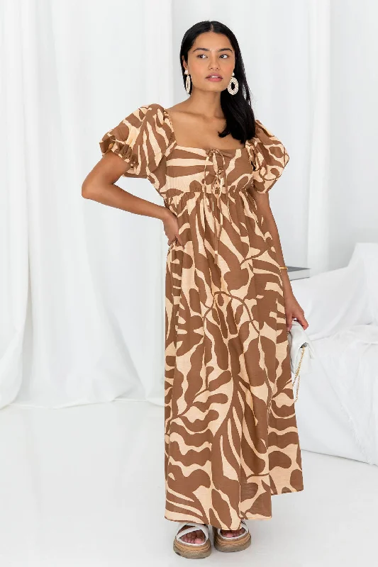 Penelope Maxi Dress - Sea Fern Print - Girl and the Sun Elegant Maxi Dress with Ruffles Penelope Maxi Dress - Sea Fern Print - Girl and the Sun Elegant Maxi Dress with Ruffles