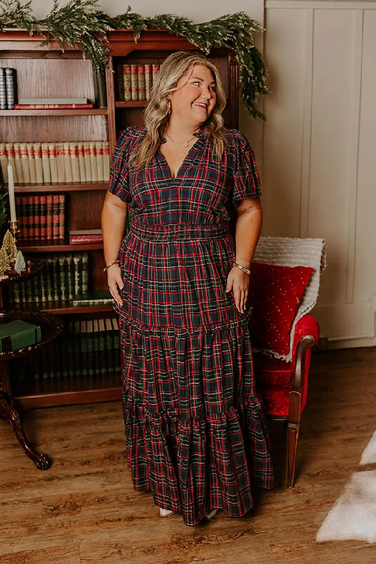 Polished Perfection Plaid Maxi Dress in Navy Curves Fashionable Sheer Maxi Dress