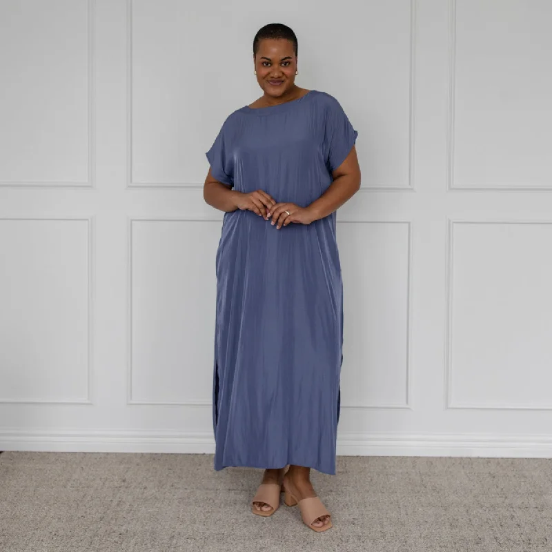 Sandra multi-wear technical maxi dress - French blue Comfortable Cotton Maxi Dress