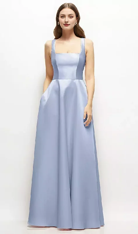 A-Line Princess Square-Neck Satin Maxi Dress Bridesmaid Dresses Wedding Guest Dresses Cozy Open-Back Maxi Dress
