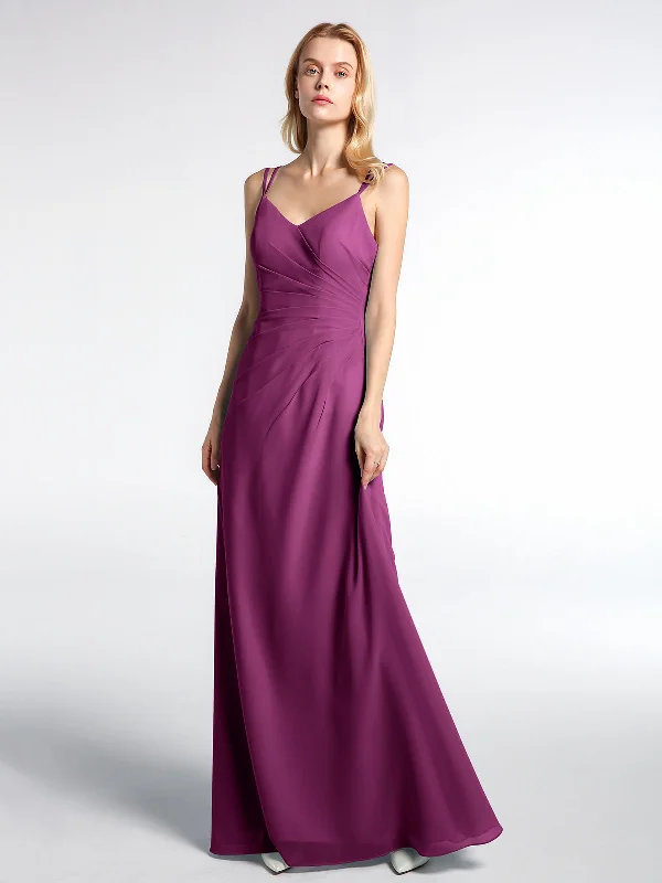 Double Straps Cross Back Chiffon Maxi Dress-Orchid Elegant Lace Maxi Dress