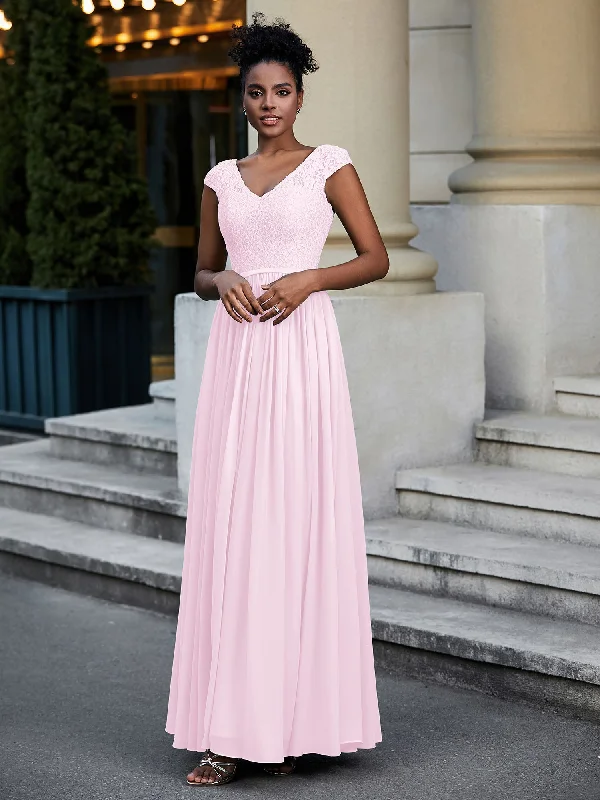 Lace and Chiffon Maxi Dress with Cap Sleeves-Blushing Pink Elegant Maxi Dress with Belt Lace and Chiffon Maxi Dress with Cap Sleeves-Blushing Pink Elegant Maxi Dress with Belt