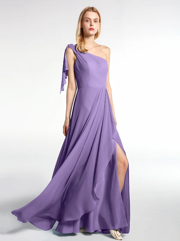 One Shoulder Chiffon Maxi Dress with Cascade-Tahiti Fashionable Faux Wrap Maxi Dress One Shoulder Chiffon Maxi Dress with Cascade-Tahiti Fashionable Faux Wrap Maxi Dress