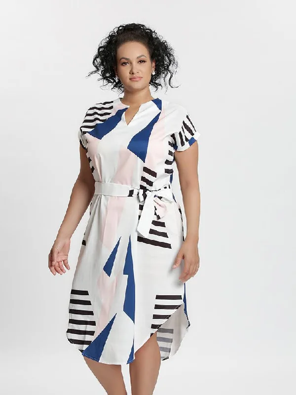 Irregular Striped Ribbon Dress