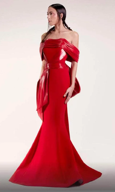 MNM Couture G1424 - Mettalic and Matte Formal Gown