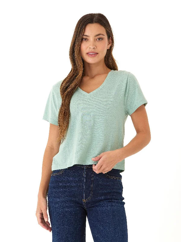 Ada Triblend V-Neck Tee Print Jacquard Patchwork