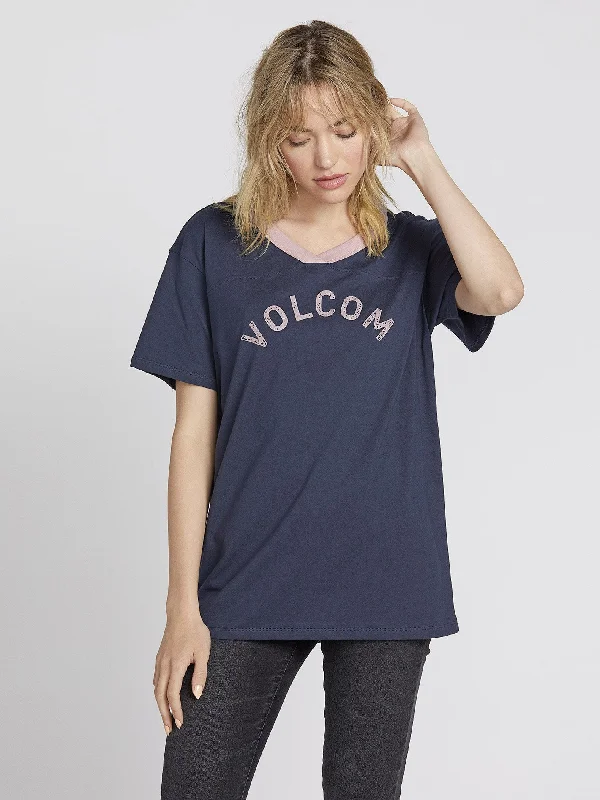 Becomce T-shirt - Sea Navy Hooded Caped Shawl Collar