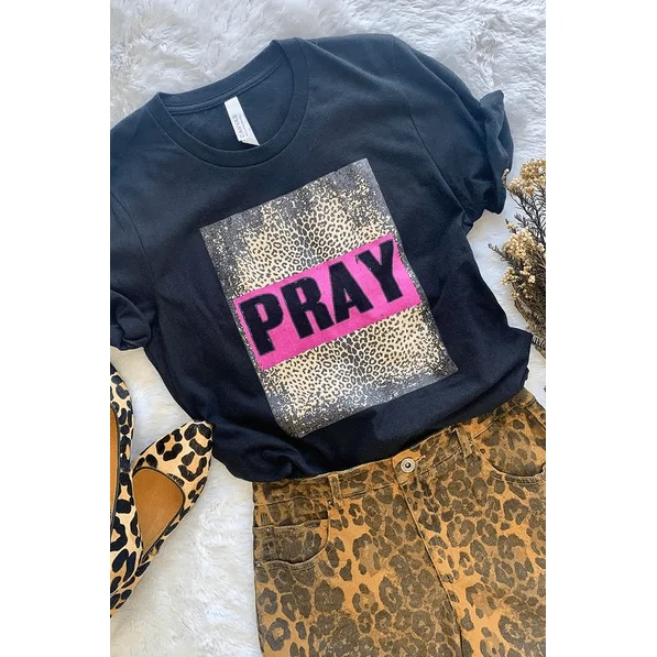 Leopard Square Pray Tee Hooded Caped Shawl Collar