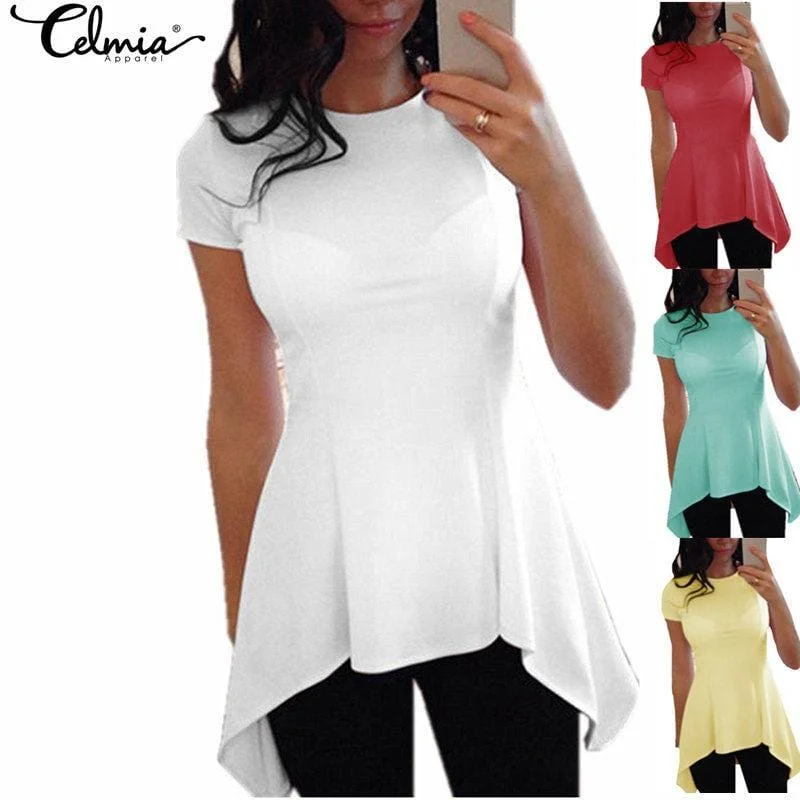 Women Peplum Waist Solid color Assymmetrical Shirt Top Notch Collar Peter Pan Collar Cowl Neck Women Peplum Waist Solid color Assymmetrical Shirt Top Notch Collar Peter Pan Collar Cowl Neck