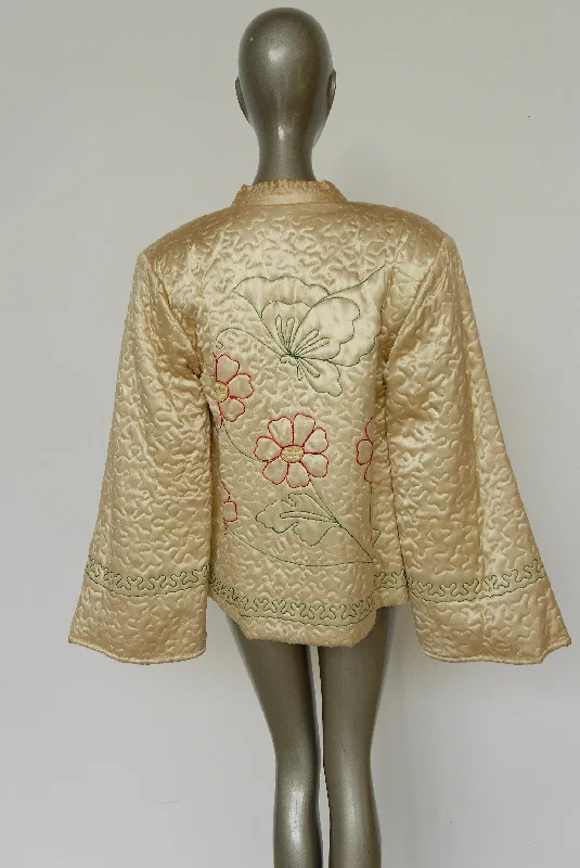 1940s silk satin bed jacket with amazing embroidery and huge bell sleeves Rayon Fabric Velvet Fabric Corduroy Fabric 1940s silk satin bed jacket with amazing embroidery and huge bell sleeves Rayon Fabric Velvet Fabric Corduroy Fabric