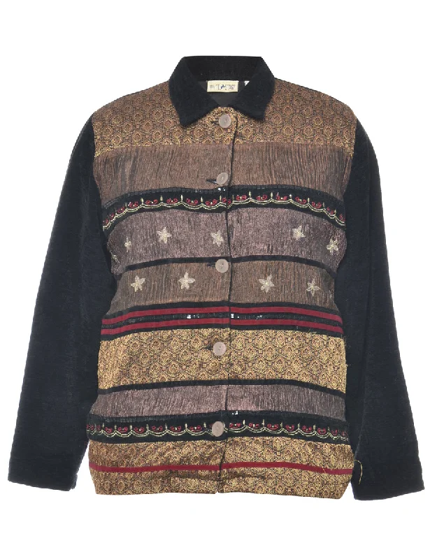 Button Front Jacket - M Fleece Jacket Down Jacket Feather Jacket