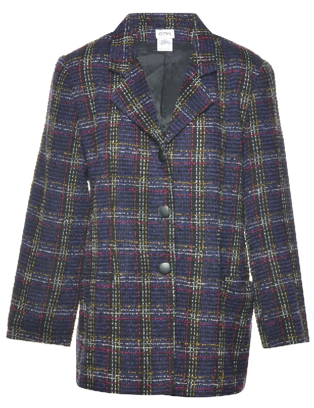 Checked Multi-Colour Jacket - L Satin Jacket Silk Jacket Chiffon Jacket