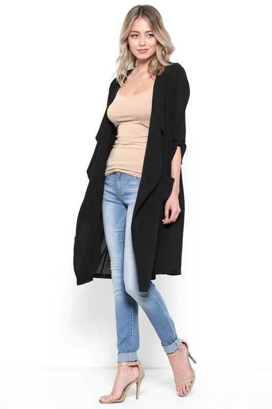 Genevie Trendy Jacket/Cardi Front Pockets Side Pockets Patch Pockets