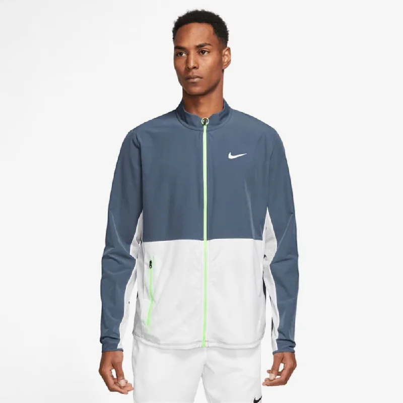 Nike Men's Advantage Jacket (Blue/White) Boat Neck Shawl Collar Notched Collar