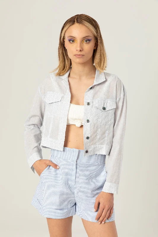 The Light Jacket | Sheer Blue Printed Fleece Fabric Down Fabric Feather Fabric