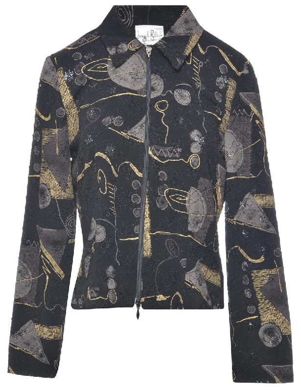 Zip Front Jacket - L Wool Jacket Cashmere Jacket Tweed Jacket