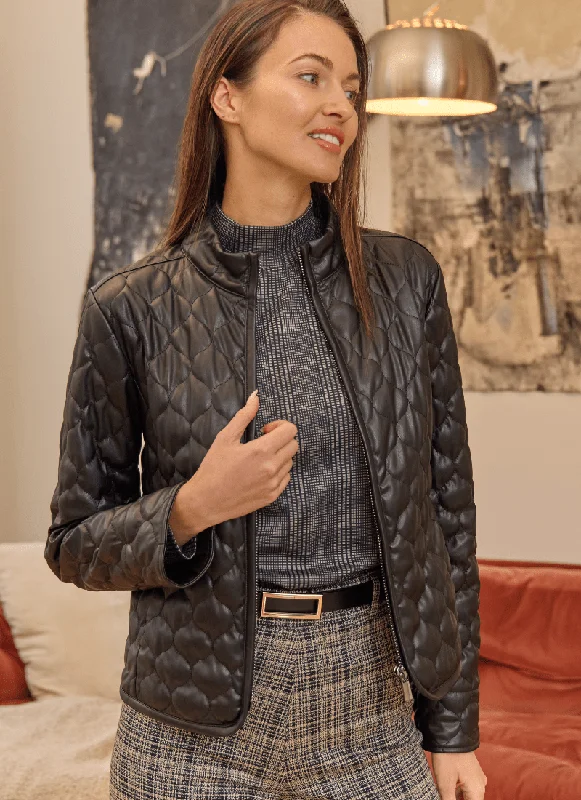 Brooklyn Quilted Vegan Leather Jacket Oversized Jacket Tailored Jacket Straight Jacket