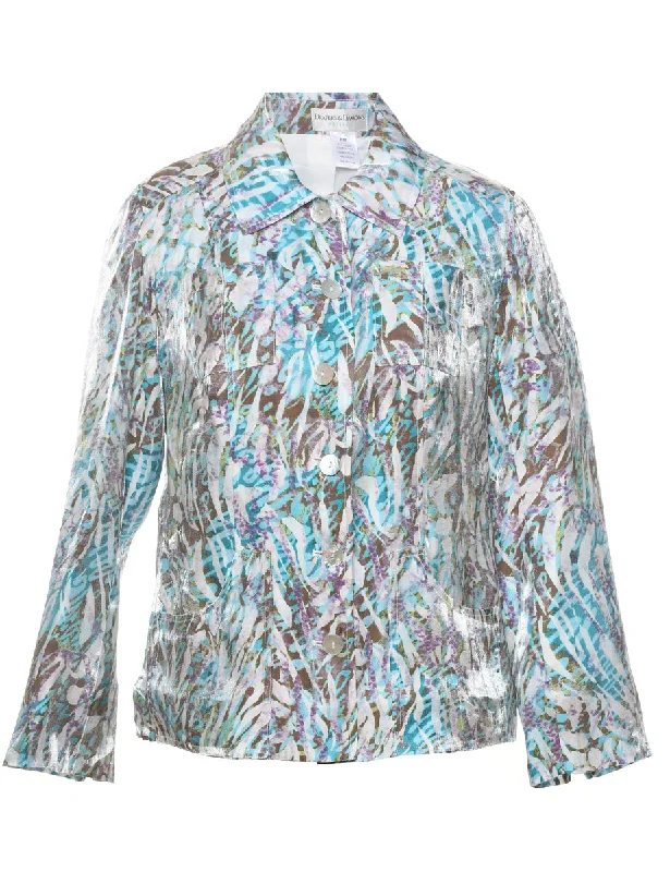 Abstract Design Light Brown & Light Blue Jacket - M Jersey Jacket Tulle Jacket Batik Jacket Abstract Design Light Brown & Light Blue Jacket - M Jersey Jacket Tulle Jacket Batik Jacket