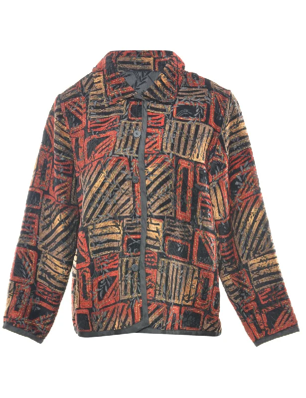 Abstract Multi-Colour Tapestry Jacket - L Print Jacket Jacquard Jacket Embroidered Jacket Abstract Multi-Colour Tapestry Jacket - L Print Jacket Jacquard Jacket Embroidered Jacket