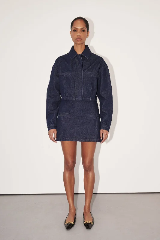 ALBERTA INDIGO DENIM JACKET Wool Jacket Cashmere Jacket Tweed Jacket