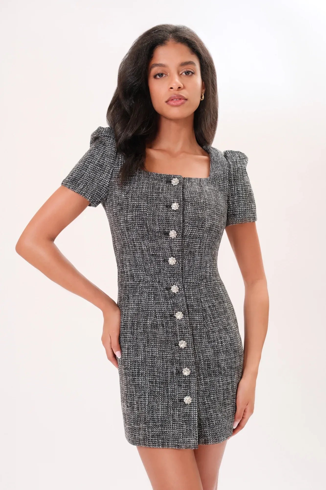 AMELIE TWEED DRESS (BLACK OPAL)