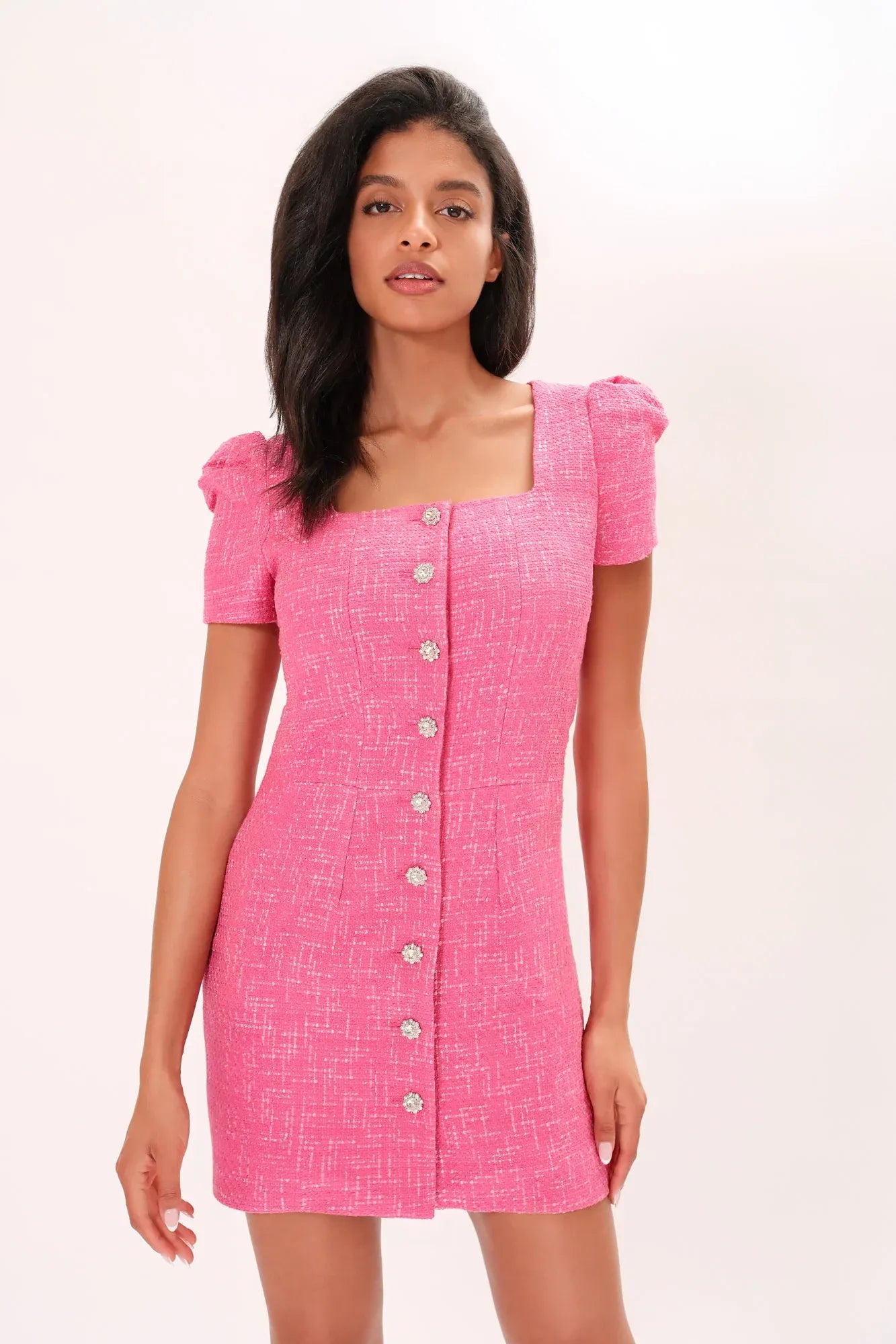 AMELIE TWEED DRESS (FUCHSIA)