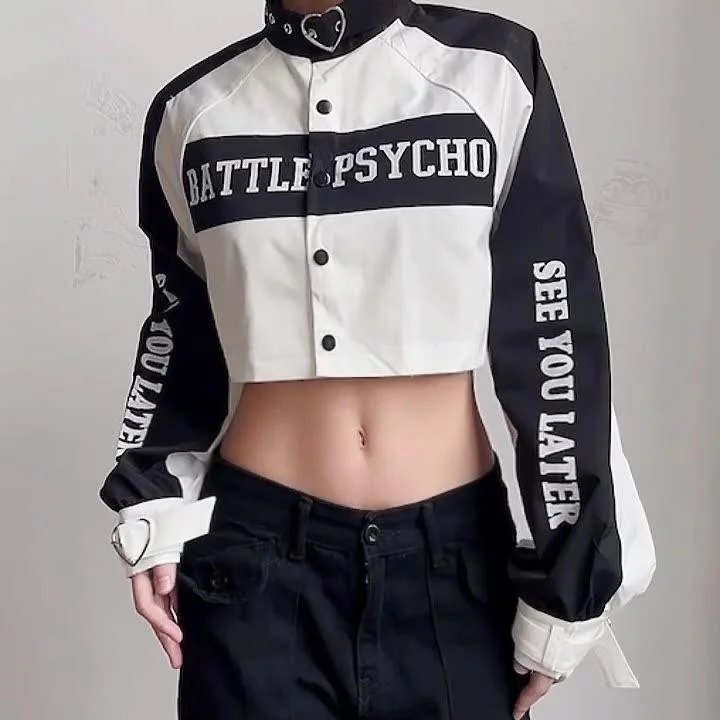 American Short motorcycle jacket Ribbed Jacket Pleated Jacket Ruffled Jacket