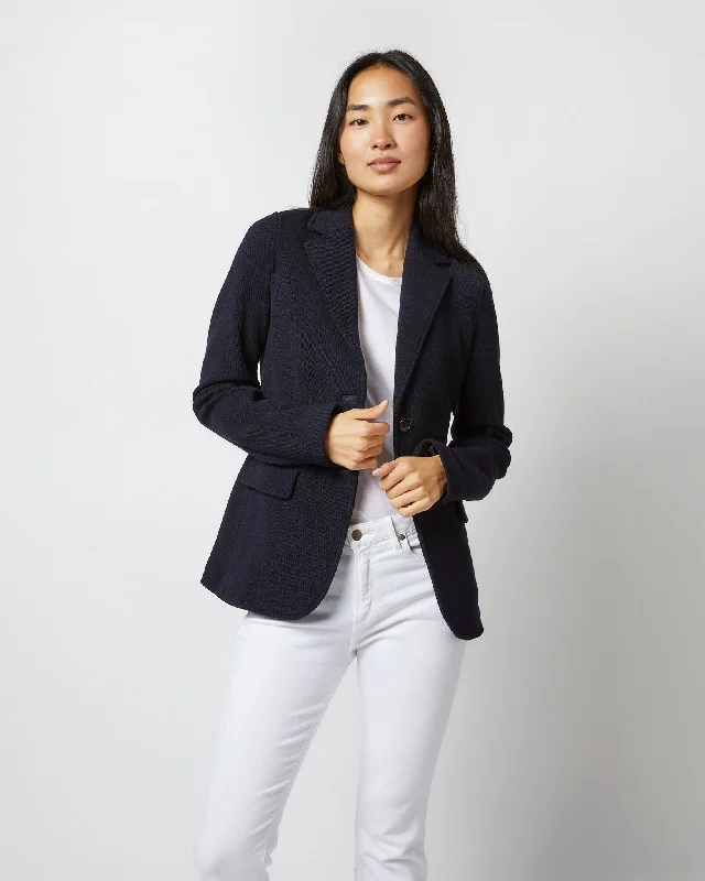 Parker Jacket in Navy Wool Pique Striped Jacket Polka Dot Jacket Floral Jacket