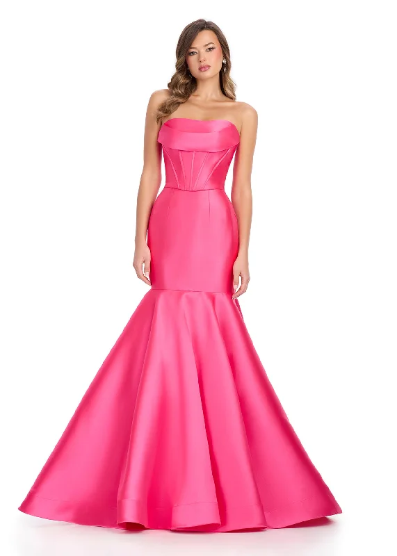 Ashley Lauren 11908 Size 8 Fuchsia Mikado Mermaid Corset Prom Dress Two Piece Formal Pageant Gown Cowl Neck